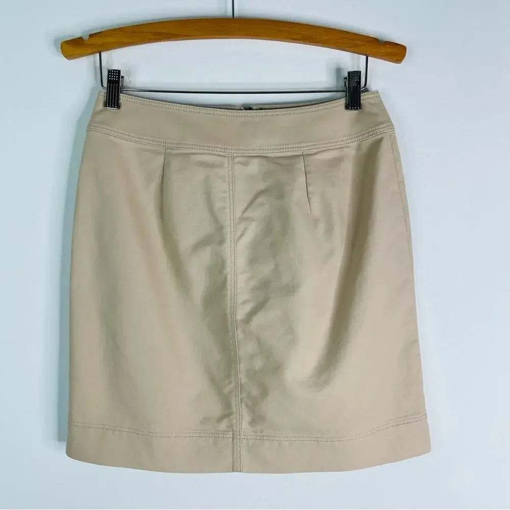 Ann Taylor tan zip cargo stretchy office preppy skirt 2
